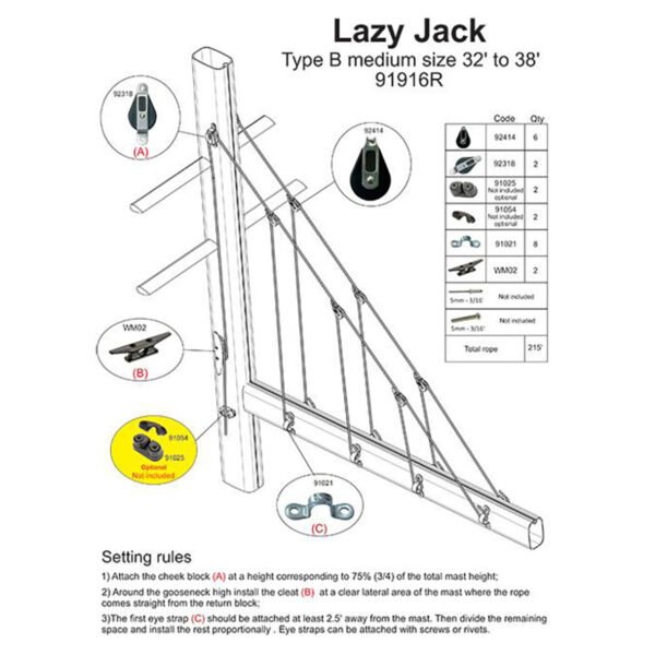 Lazy Jack System (4-Leg) – Boats 32'-38'